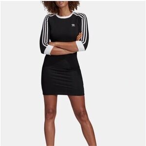 Adidas Original 3 Stripe Dress Black and White Size Small